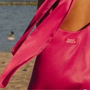 Daily Drills Silky Hot Pink Mini Dress with Neck Tie